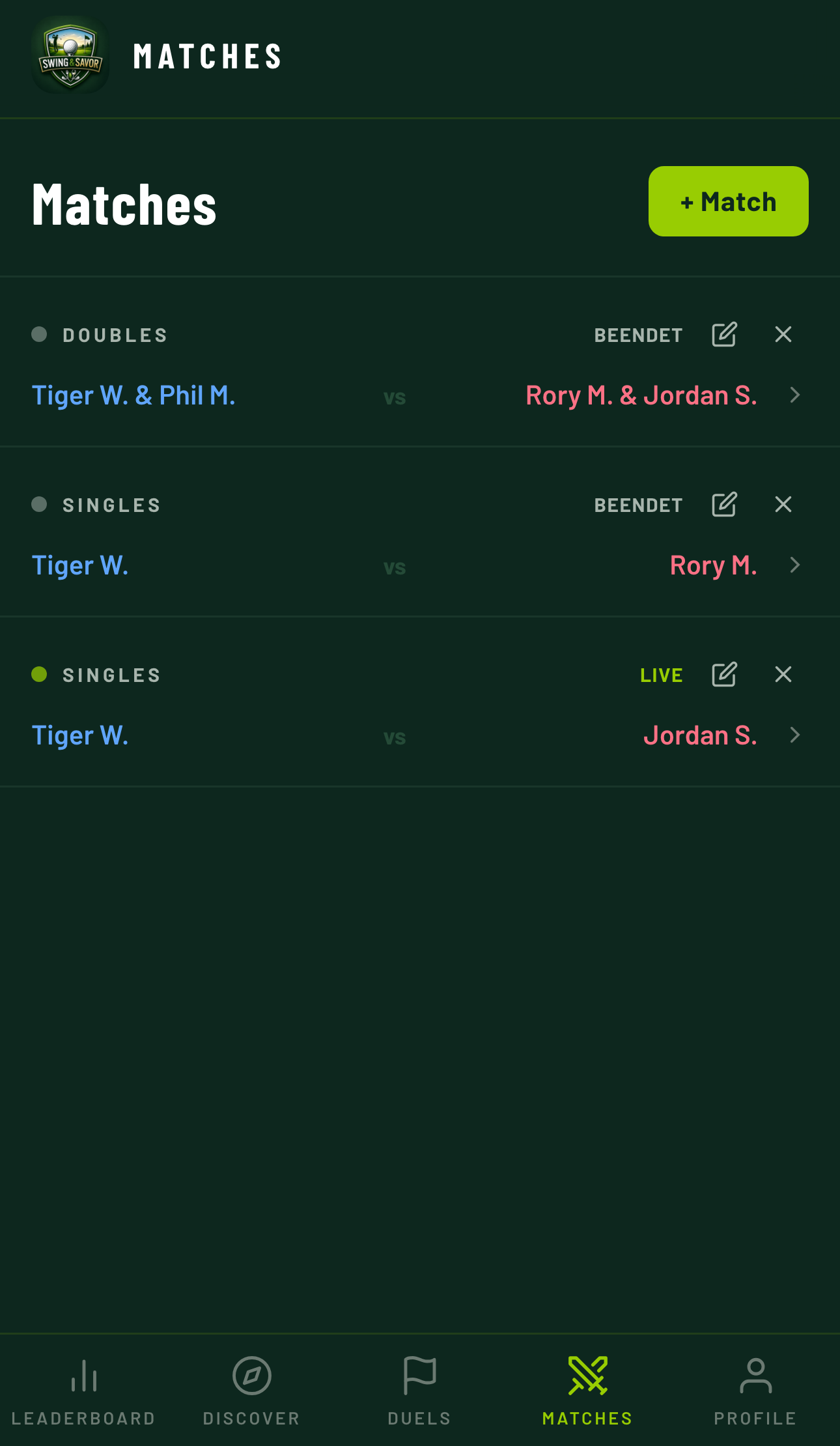 Live matches